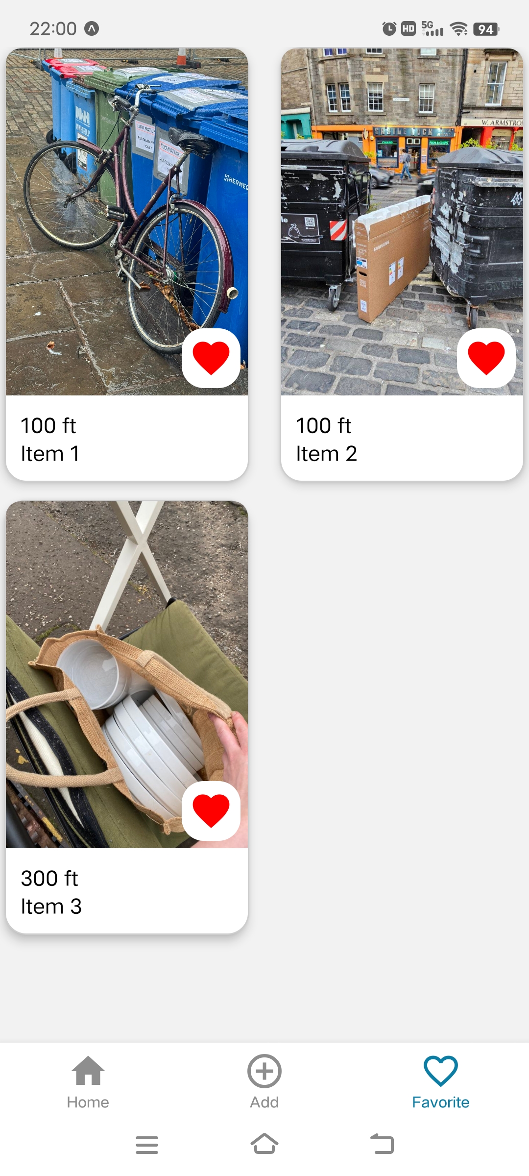 Favourite screen on mobile